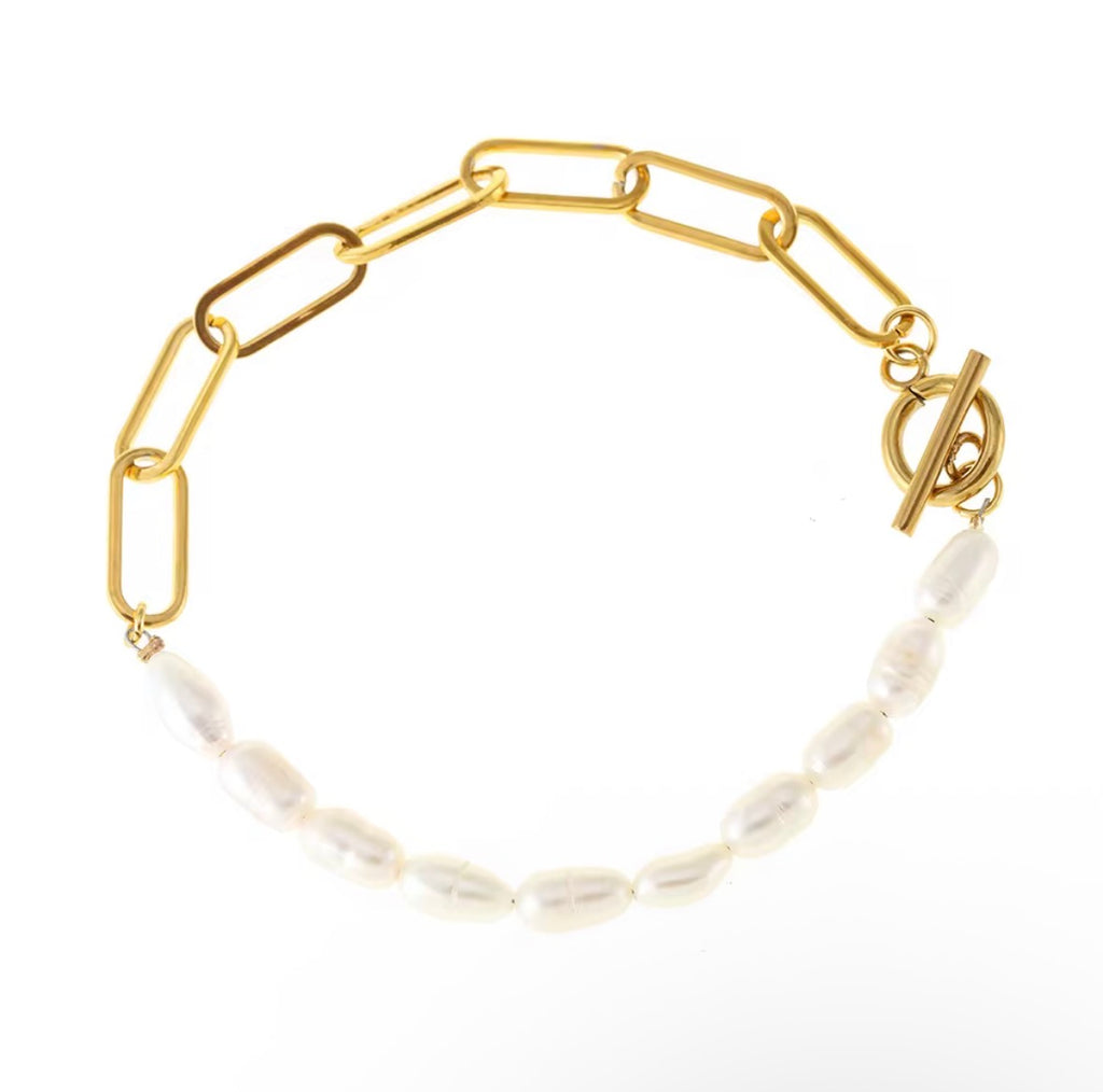 Brățară Aurie cu Lanț și Perle