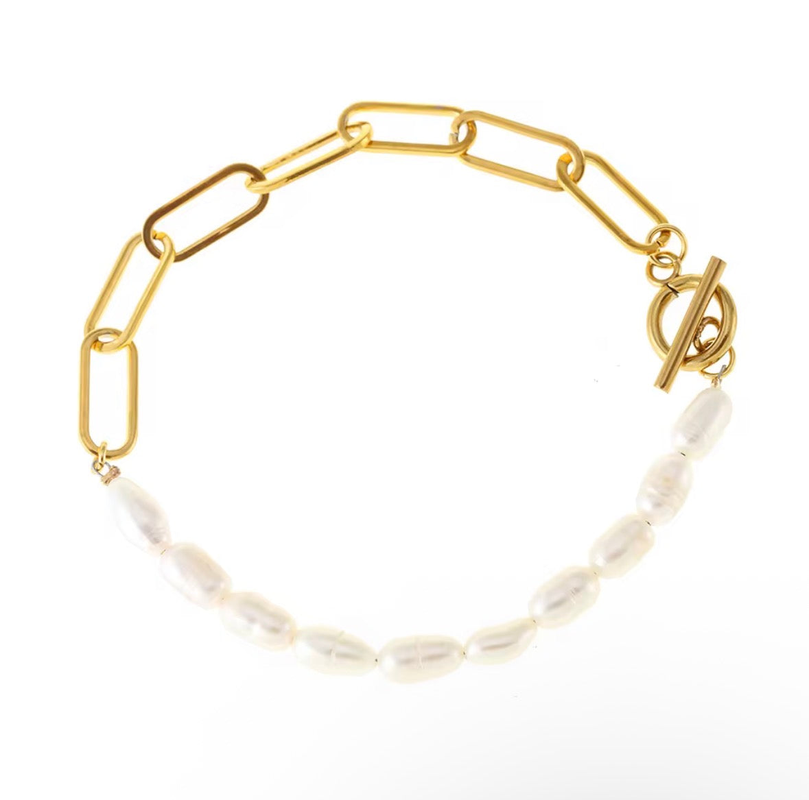 Brățară Aurie cu Lanț și Perle